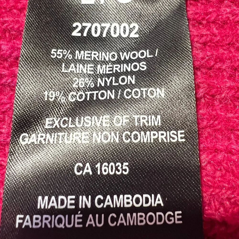 Tahari L Cerise Ribbed Knit | Merino Wool Blend | Cozy Winter Essential - Picture 5 of 8